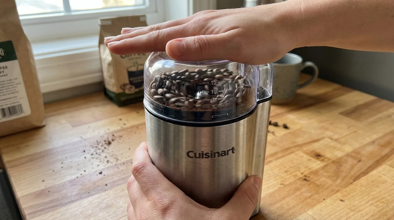 Cuisinart compact coffee grinder with stainless bowl, push-to-grind control and 1 to 12 cup markings