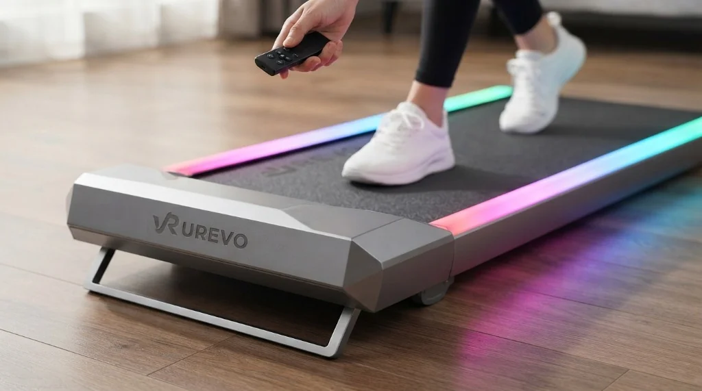UREVO CyberPad smart walking pad with 14% auto incline brushless motor for home office
